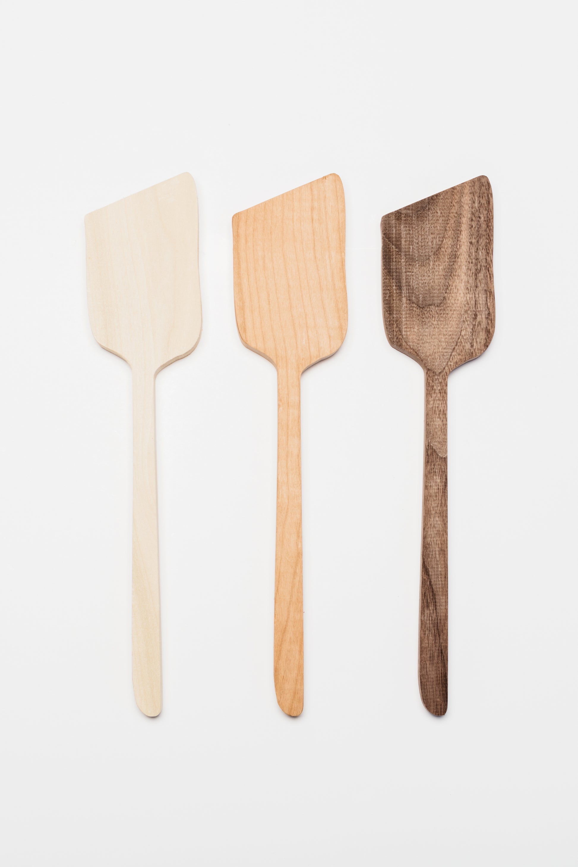 Poplar, cherry, and walnut spatula blanks. By Melanie Abrantes Designs.