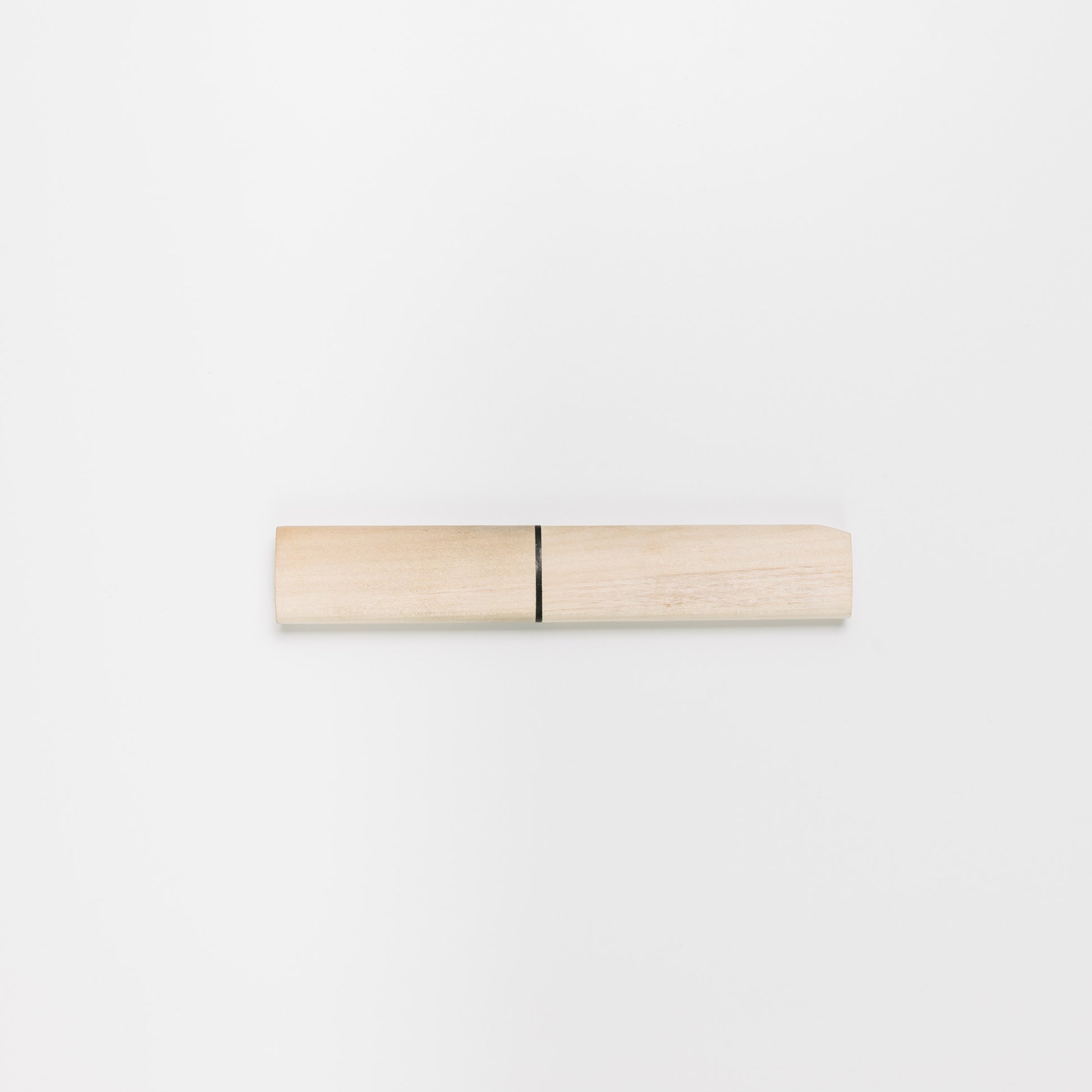 Japanese carving knife, right or left handed available. Wood handle and wood cover, shown closed. Curated be Melanie Abrantes Designs.