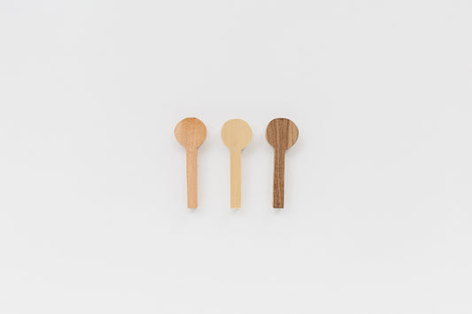 Cherry, bass, and walnut spoon blanks, cut in studio. By Melanie Abrantes Designs.