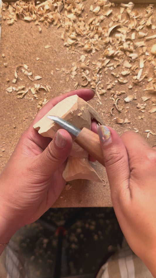 Japanese Carving Knife with Leather Case