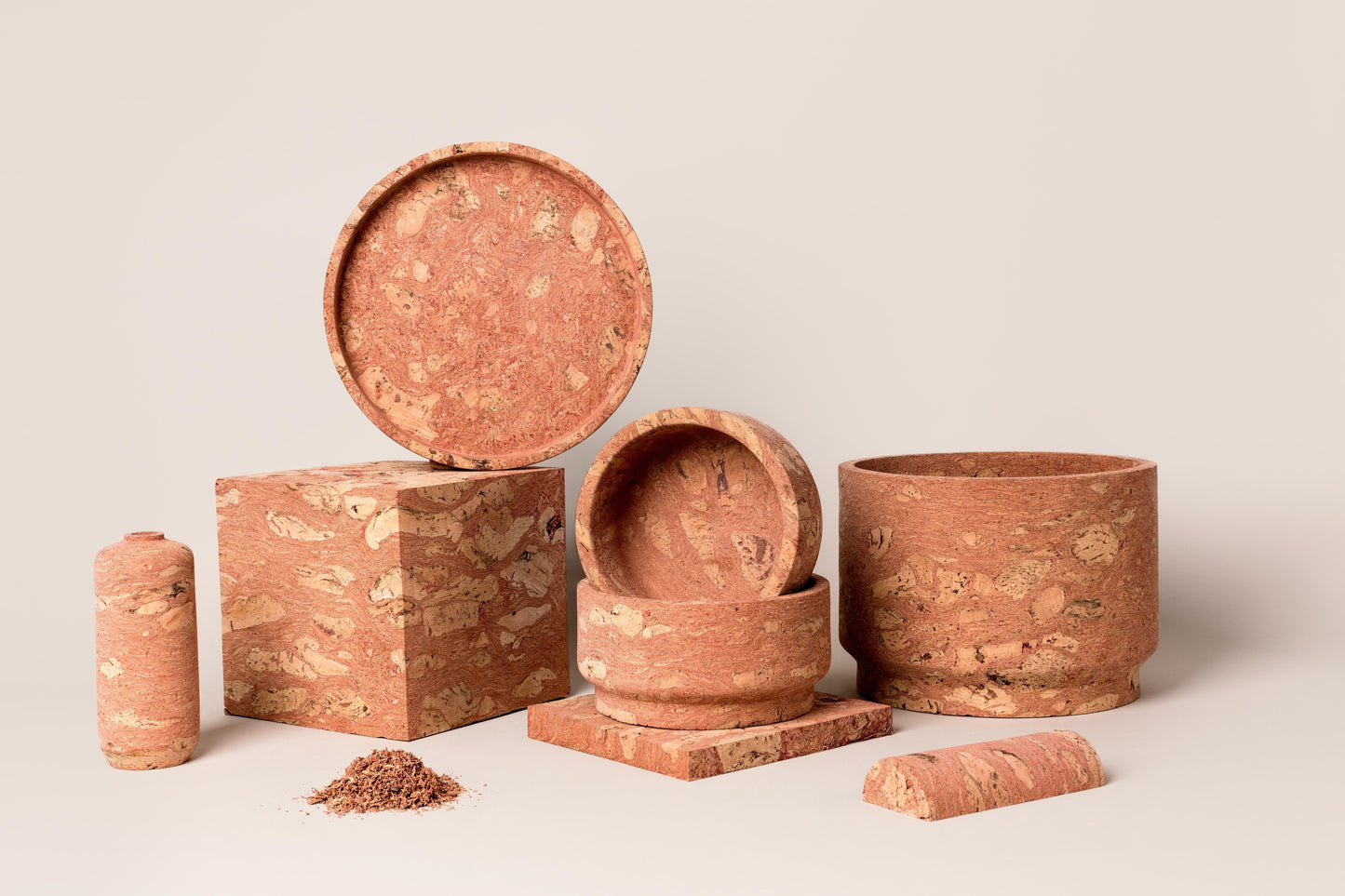 Collection of Pink Marbled Cork Items | Melanie Abrantes Designs