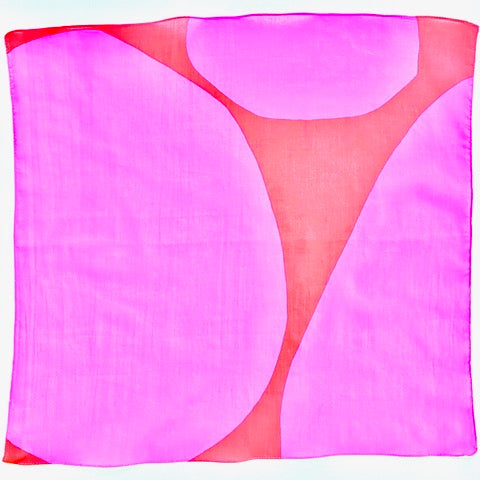 Pink/red color unfolded to see the circle designs. By Donna Gorman of See Design.