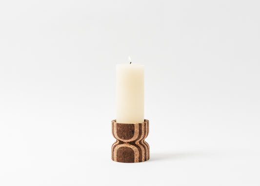 Anni Medium Striped Cork Candle Holder