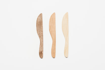 Butter knife carving blank in walnut, cherry, and poplar. By Melanie Abrantes Designs.