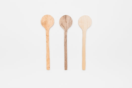Large cooking spoon blanks. From left to right is Cherry, Walnut, and Alder | Melanie Abrantes Designs