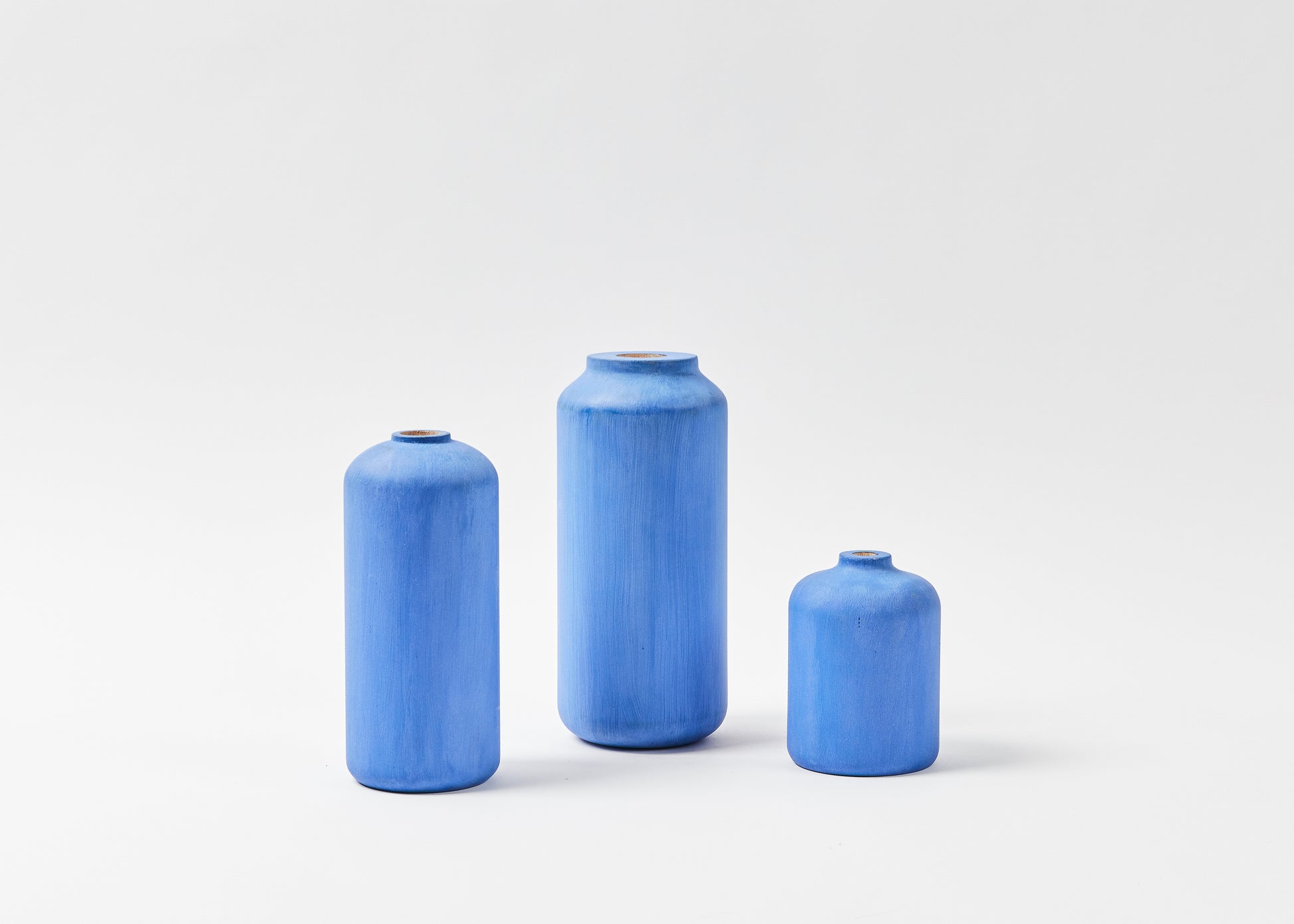 Josef Painted Vase | Cobalt Blue. Tall, Tall & Wide, and bud vases shown. By Melanie Abrantes Designs