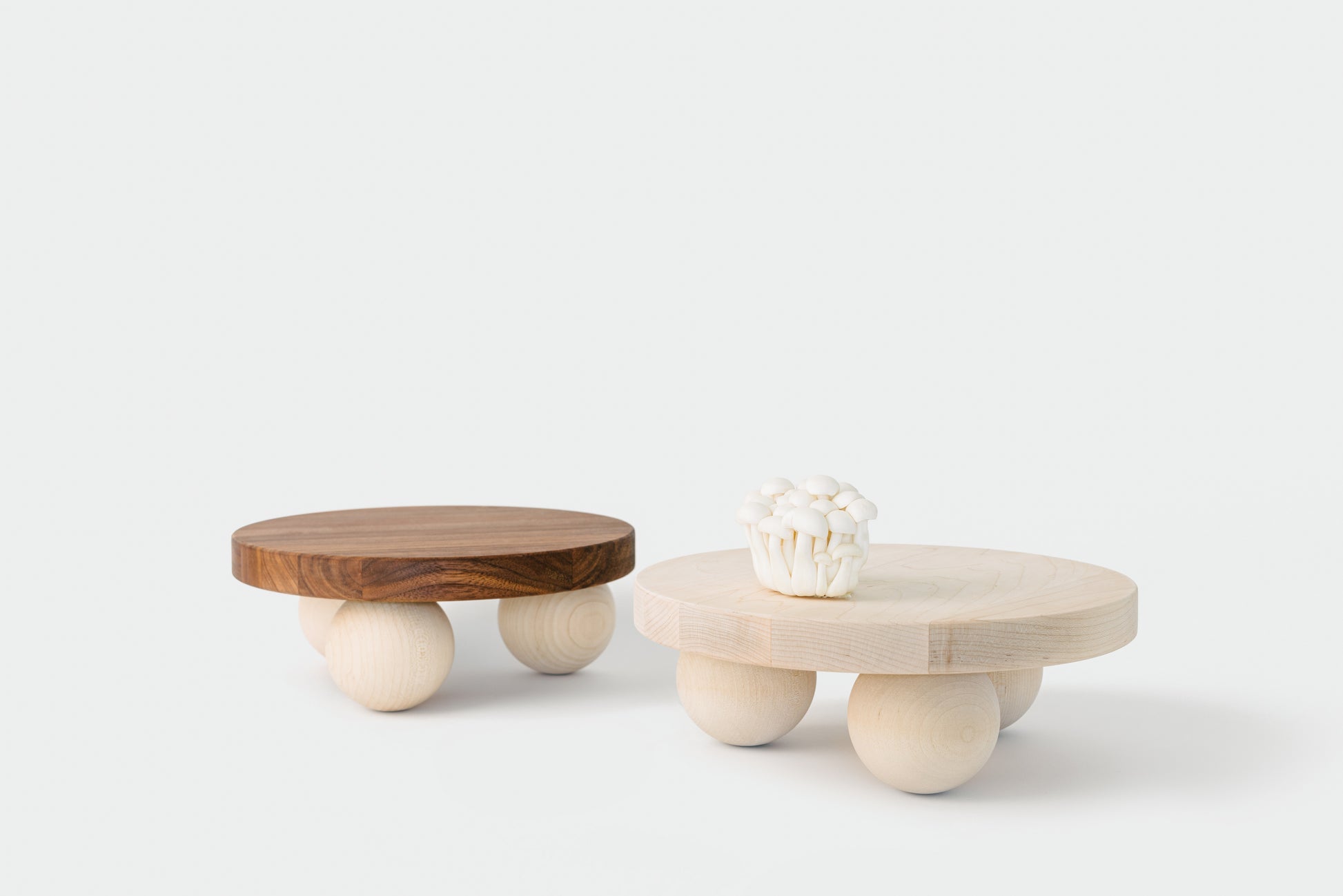 Hardwood mini mesa trays. Left (walnut) and right (Maple) | Melanie Abrantes Designs