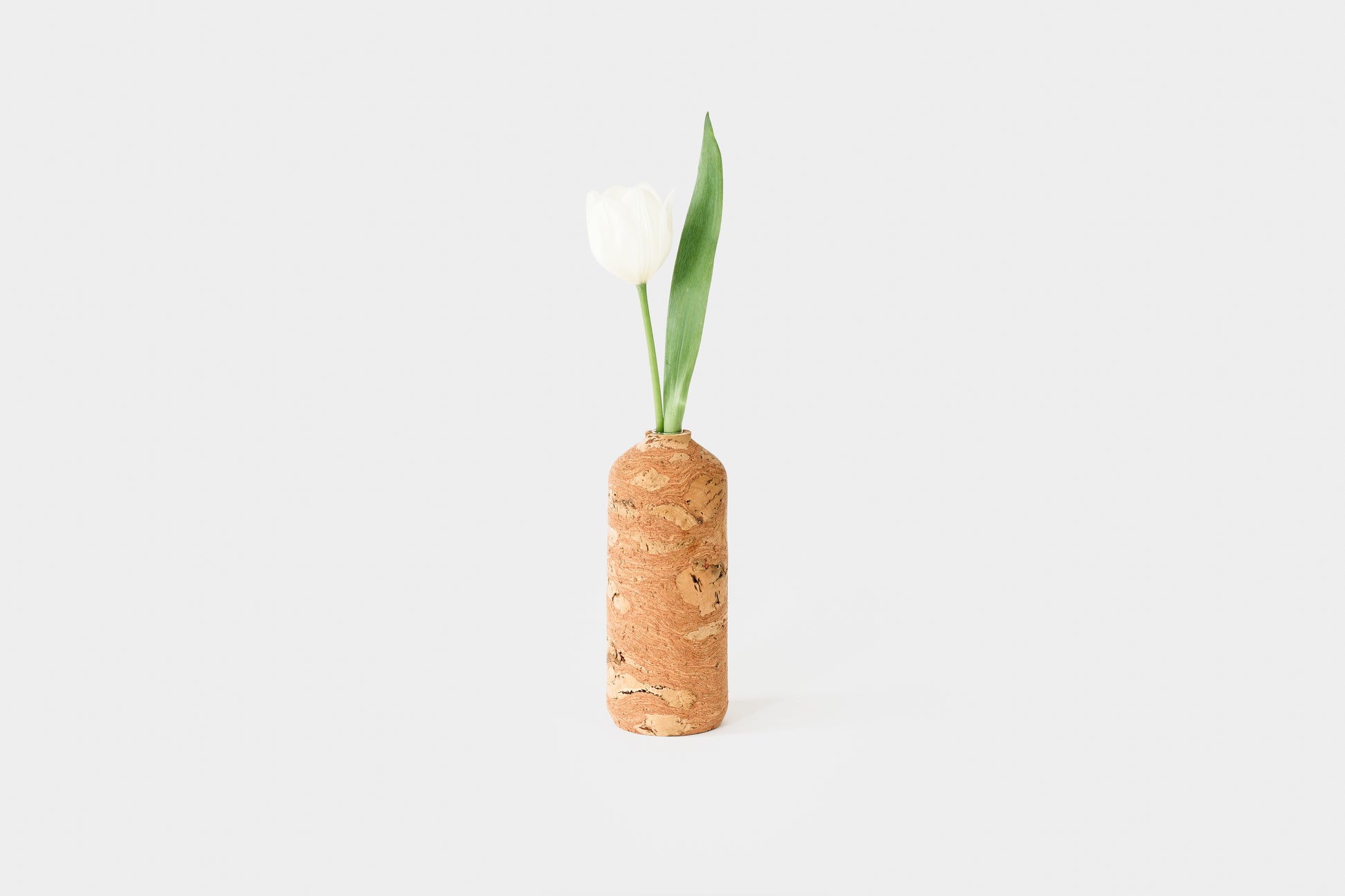 Pink Marbled Cork Tall Vase with Tulip | Melanie Abrantes Designs