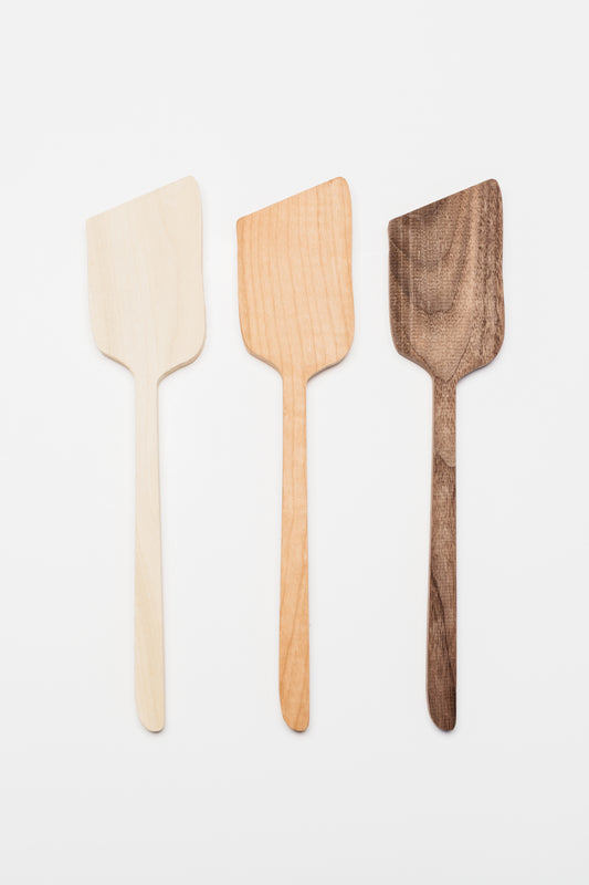 Spatula Carving Blanks. Left to right: Poplar, Cherry, Walnut | Melanie Abrantes Designs