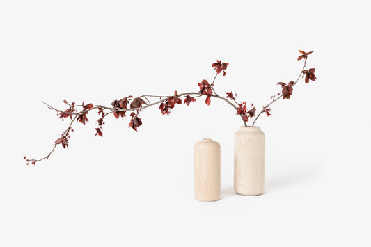 Tall Maple Bud Vase and Tall & Wide Maple Vase holding flowers | Melanie Abrantes Designs