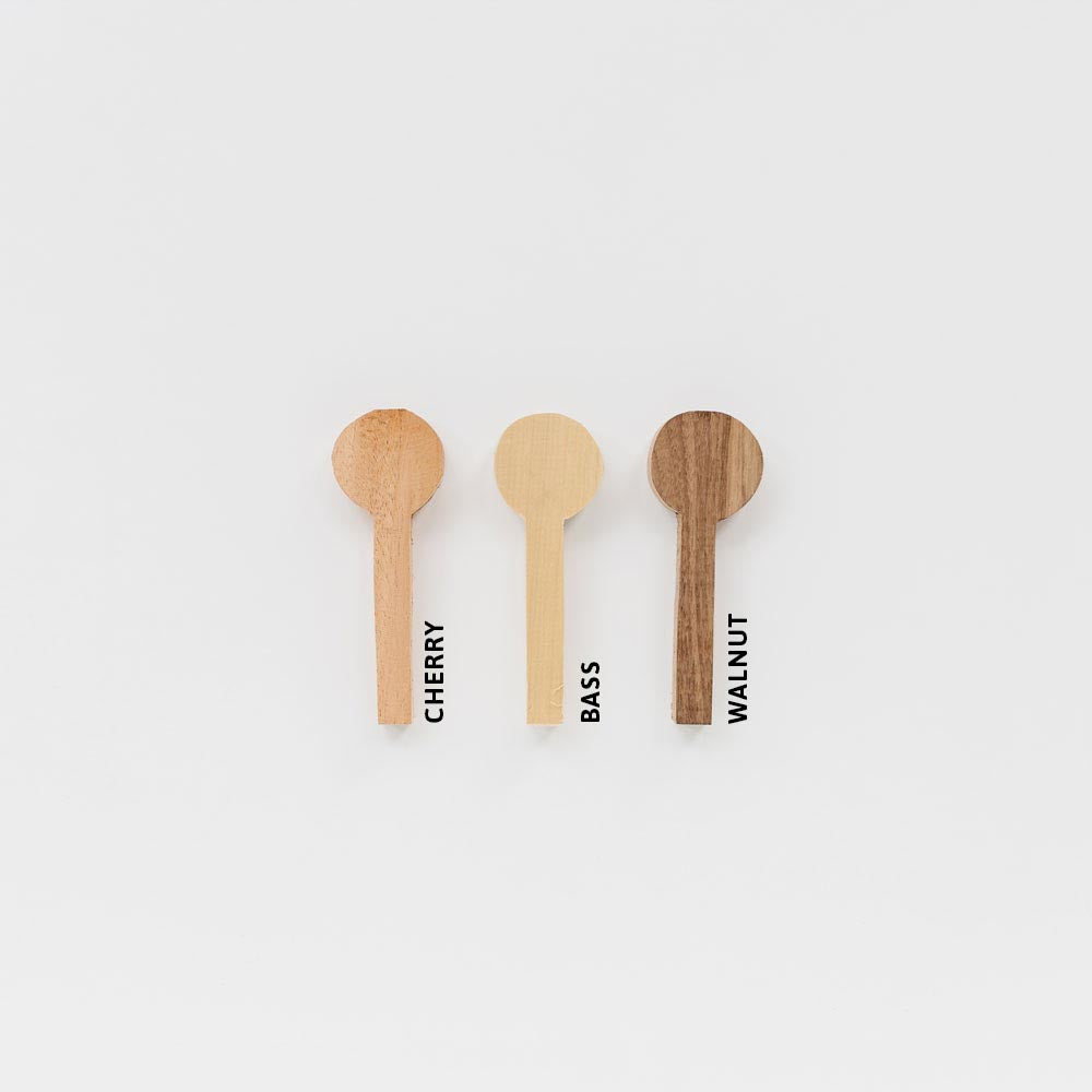 Wood Options for Original Spoon Carving Kit. Left to right: Cherry, Bass, Walnut | Melanie Abrantes Designs