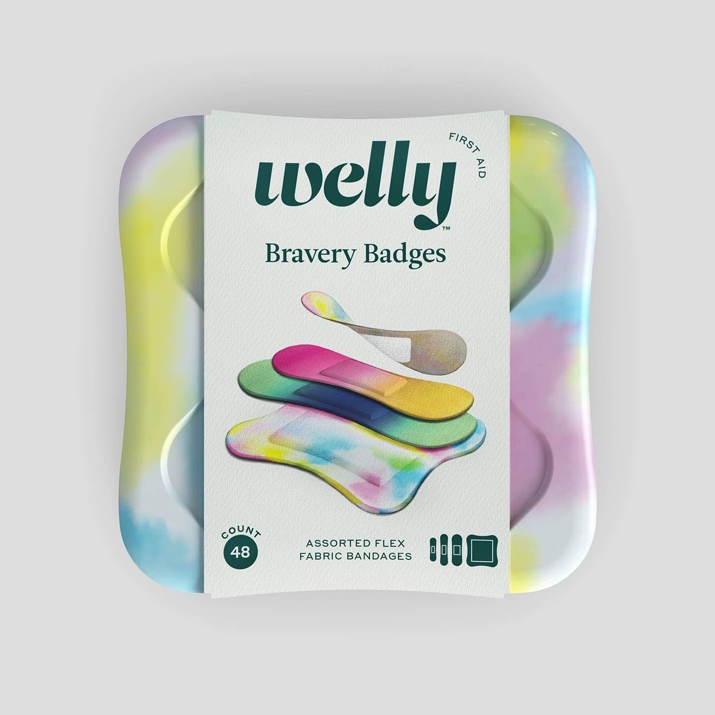 Case of 48 tie-dye bandages by Welly.