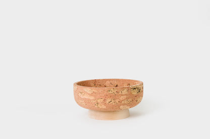 Pink Marbled Cork and Maple Short Bowl | Melanie Abrantes Designs